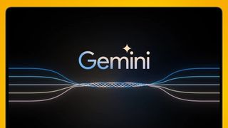 The Google Gemini logo on a laptop screen with an orange background