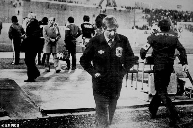 Ally MacLeod leaves the field after watching Scotland's 1-1 draw against Iran in 1978