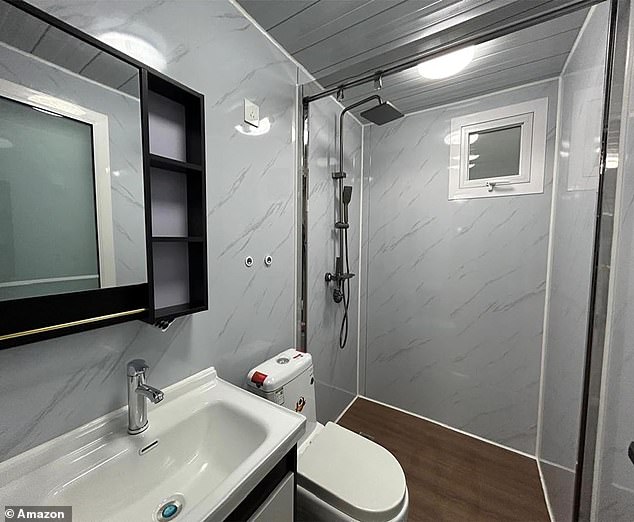 It has a bathroom with shower, toilet and sink, all connected