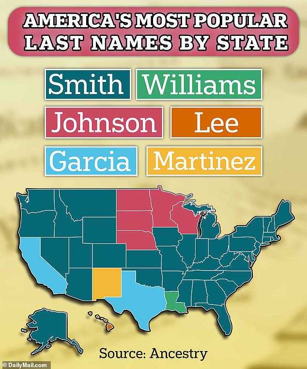 Ancestry.com used data from the white pages to determine which names are most common in each state, and discovered some fascinating regional trends