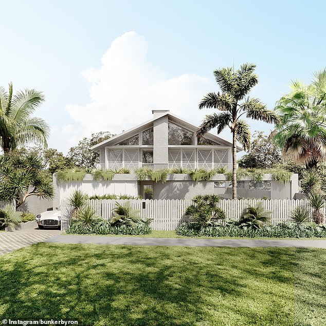 Banks at Byron (pictured in an artist's impression before construction) is located at the front of the plot and can accommodate up to 18 guests, costing more than $5,550 for a two-night stay