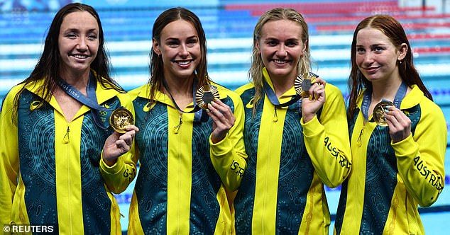 The champion swimmer (pictured second from left, after winning Olympic gold in the 4x200m freestyle relay from Paris) issued a blunt warning to others considering new ink