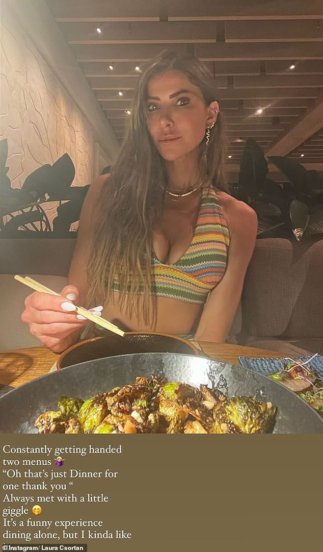 The former Great Outdoors host, 47, shared a photo on Instagram of herself looking glamorous as she dined at a beachside Hawaiian restaurant and captioned it with some revealing words