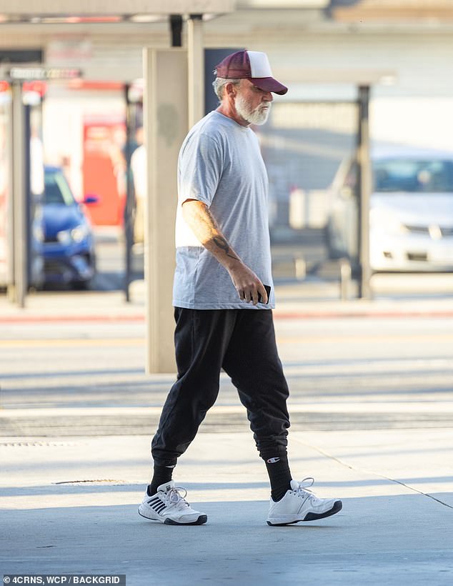 With a baseball cap over his eyes, Dominic was incognito during the outing