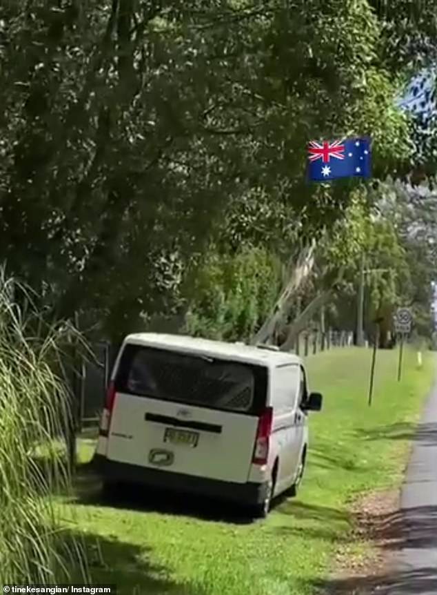 A mystery vehicle (pictured) at a mobile speed camera site sparked intense debate online after an eagle-eyed motorist claimed it was an important warning sign