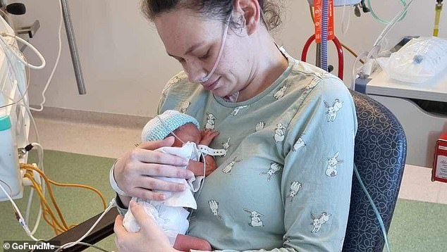 Kiri Sheehan with her daughter Luna, born via emergency caesarean section while her mother was in a coma