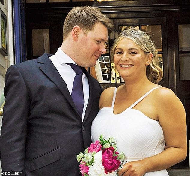 Bryony Gordon with husband Harry on their wedding day