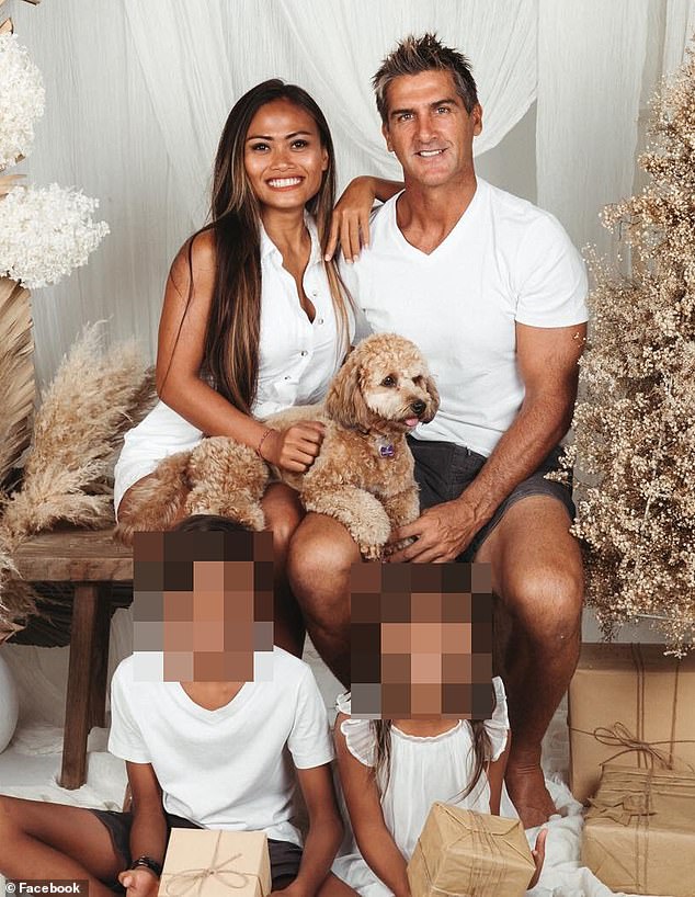 Sarnanitha 'Nitha' Olarenshaw claims she was illegally detained after being arrested over allegations that sex was offered at her Flame Seminyak spa. She is pictured with her estranged husband Ricky Olarenshaw