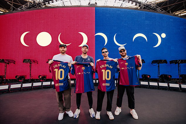 Barcelona will wear Coldplay's Moon Music album logo on their El Clasico shirts