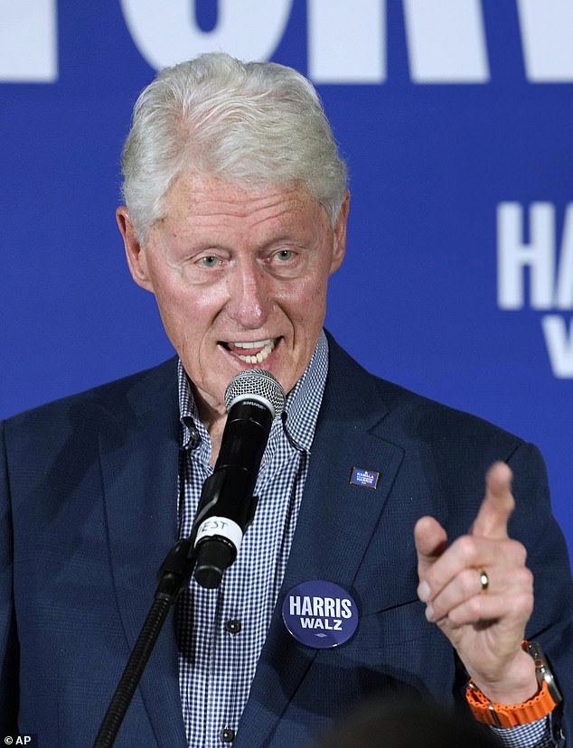 Bill Clinton poked fun at Donald Trump and JD Vance at a rally for Kamala Harris in Arizona on Wednesday, but did so while trying to get a cringeworthy impression of the couple