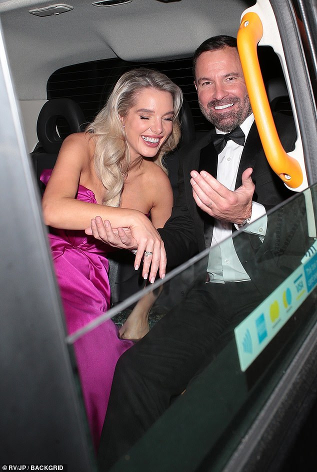 Blue-eyed Helen Flanagan put on an animated show with her boyfriend Robbie Talbot as the pair left the Pride Of Britain Awards in London on Monday