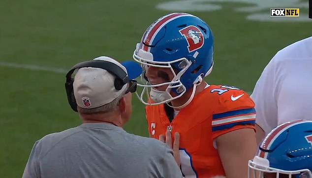 Bo Nix appeared angry with head coach Sean Payton in the third quarter of Broncos vs Raiders