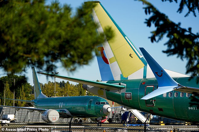 Unpainted Boeing 737 Max aircraft are seen at the company's facilities in Washington state