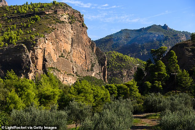 General view of the Vouraikos Gorge in Kalavryta, Greece in 2018