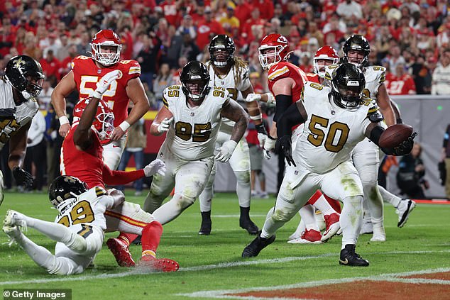 Khalen Saunders was intercepted for the first time in his career against the Kansas City Chiefs on Monday