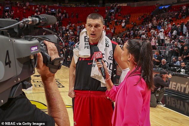 Tyler Herro was distracted by a fight at Kaseya Center during his post-match interview