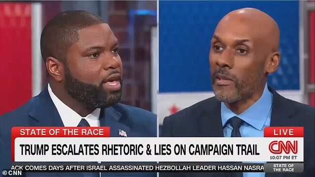 Florida Republican Rep. Byron Donalds (L) clashed with Democratic strategist Keith Boykin (R) over Donald Trump's claim that crime has gotten worse under Biden and Harris