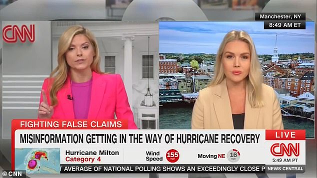 CNN anchor Kate Bolduan interrupted Trump's national press secretary Karoline Leavitt after the two continued to talk over each other while disagreeing over Donald Trump's past comments on FEMA's hurricane and migrant funds