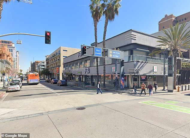 Spencer had attended a League of California Cities conference in Long Beach before authorities found her at the intersection of Pine Avenue and Broadway, seen here