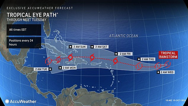 AccuWeather forecasters issued the warning on Tuesday, showing that the system's tropical eye could bring 