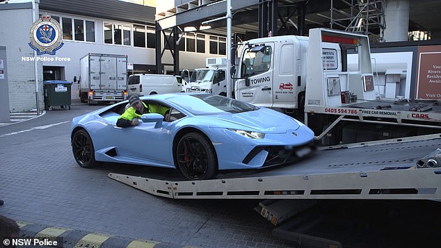 Police seized this Lamborghini (above) from Mahmoud Bargshoon in the early hours of July 11 this year, along with Rolex watches and a Harley Davidson