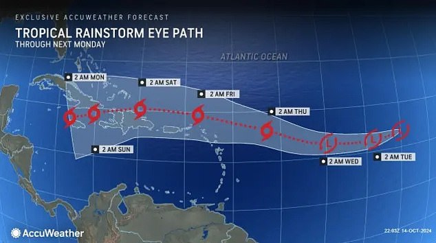 If the tropical depression makes landfall in the Atlantic Ocean, it would occur within the next nine days