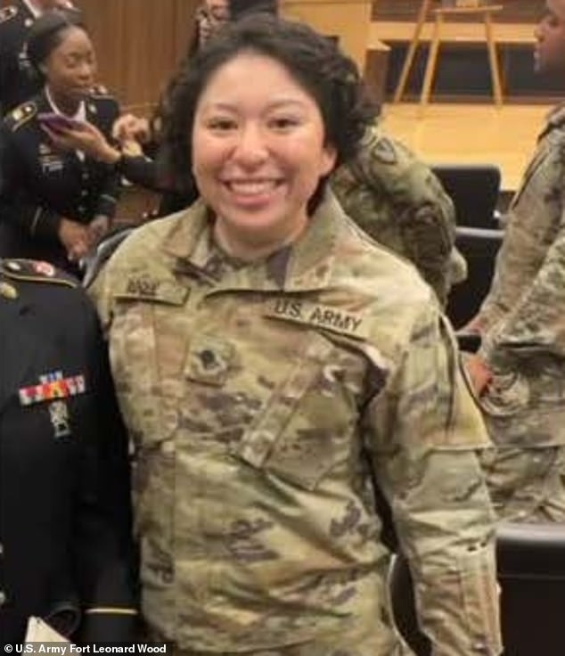 Sergeant Sarah Roque (pictured), 23, disappeared from the US army base Fort Leonard Wood and was found dead on Monday evening in a dumpster near homes for lone soldiers