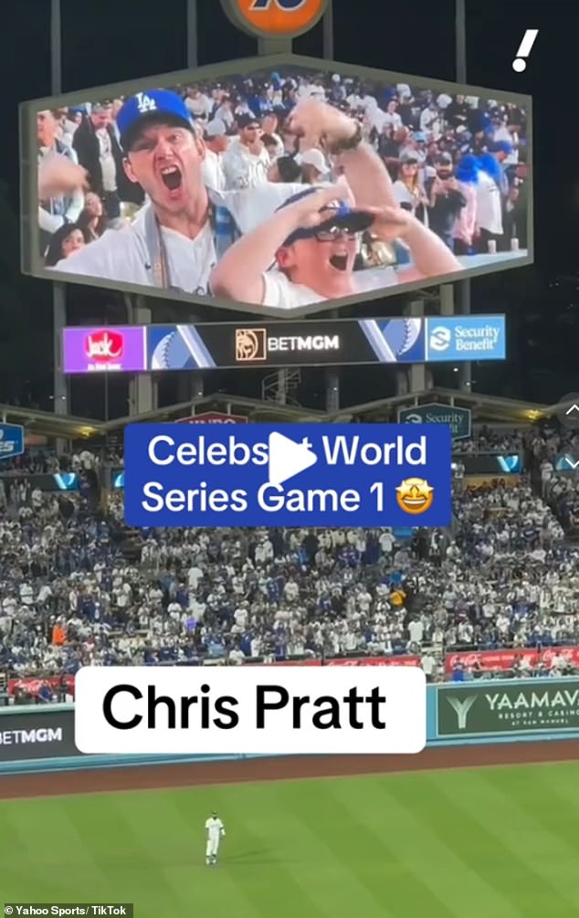 Chris Pratt and his rarely seen son Jack appeared to be having the time of their lives as they cheered on the Los Angeles Dodgers in World Series Game 1 on Friday