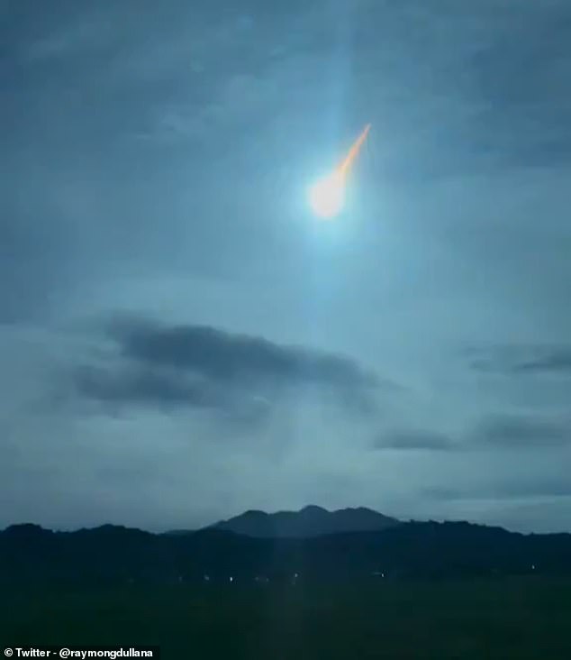 In September, scientists were blindsided by a previously undetected meteor that burned up over the Philippines (pictured). Scientists say it is not unusual for asteroids to be detected as they reach their closest point to Earth