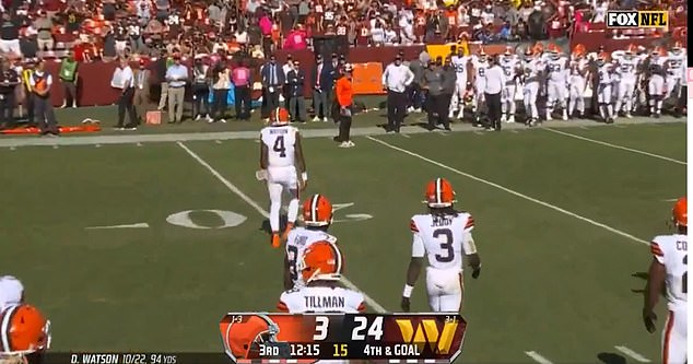 Browns star Deshaun Watson walked off the field during Sunday's game after a fourth-down loss