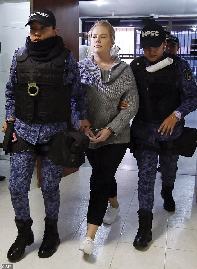 Cassandra Sainsbury, from Australia, arrives for a court hearing in Bogota in 2017