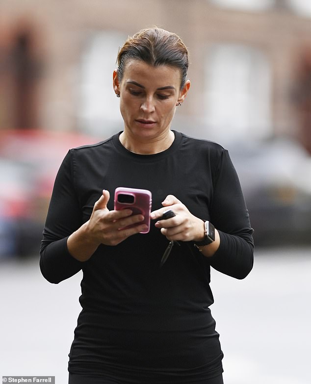 The 38-year-old wore all-black workout gear for the outing that followed her husband Wayne's health scare