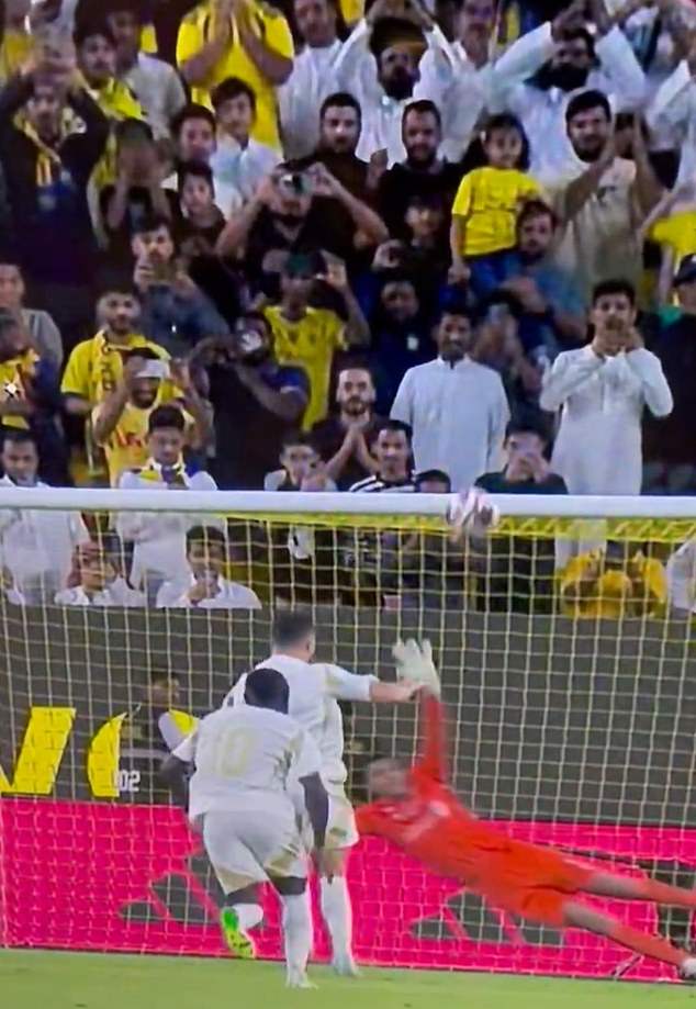 Cristiano Ronaldo's terrible penalty knocked a young fan's phone out of his hands on Tuesday