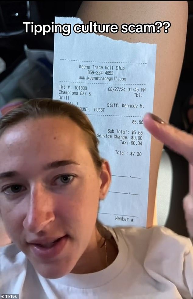 Jenna Simpson, pictured, shows her receipt, which is probably incorrect