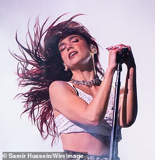 Under pressure: While stars like Dua Lipa (pictured) continue to draw large audiences, many recording studios are struggling