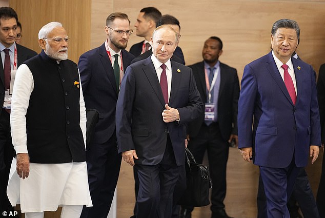 Vladimir Putin welcomed Chinese President Xi Jinping and Indian Prime Minister Narendra Modi to a conference in the Russian city of Kazan last week