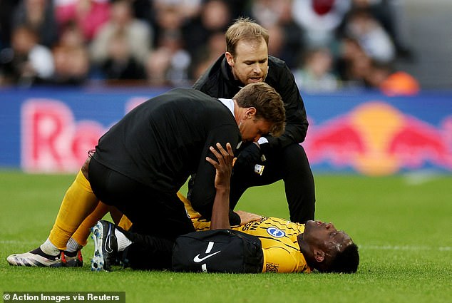 Danny Welbeck suffered a lower back injury during Brighton's match against Newcastle