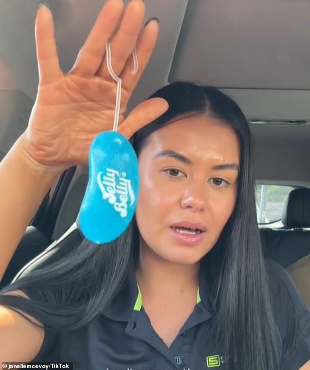 Australian Janelle McEvoy said a police officer told her she could be fined for having an air freshener hanging from her rear-view mirror