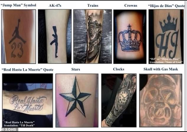 Tren de Aragua gang tattoos (photo above) were part of a Department of Homeland Security bulletin recently shared with federal agents