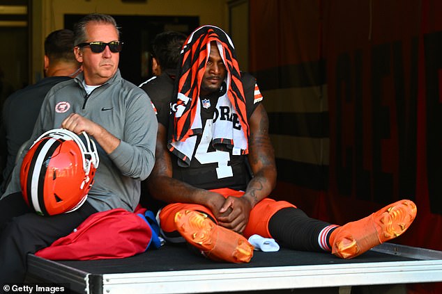 Watson was visibly emotional as he was carted off during Sunday's game against the Bengals