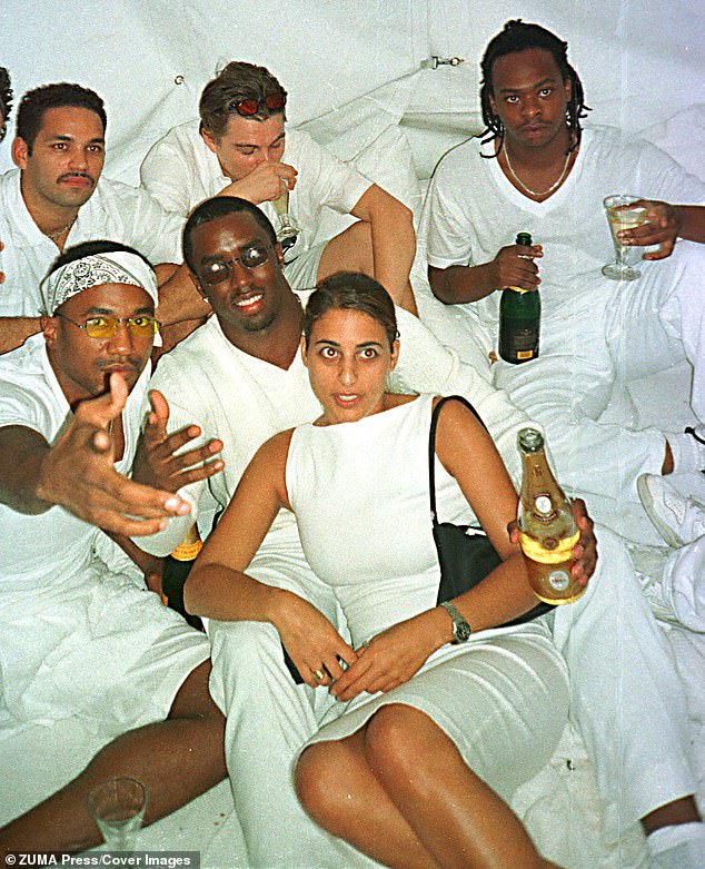 Diddy is pictured at his white party in the Hamptons in 1998, where he allegedly molested an underage boy who asked for advice on breaking into the music business.