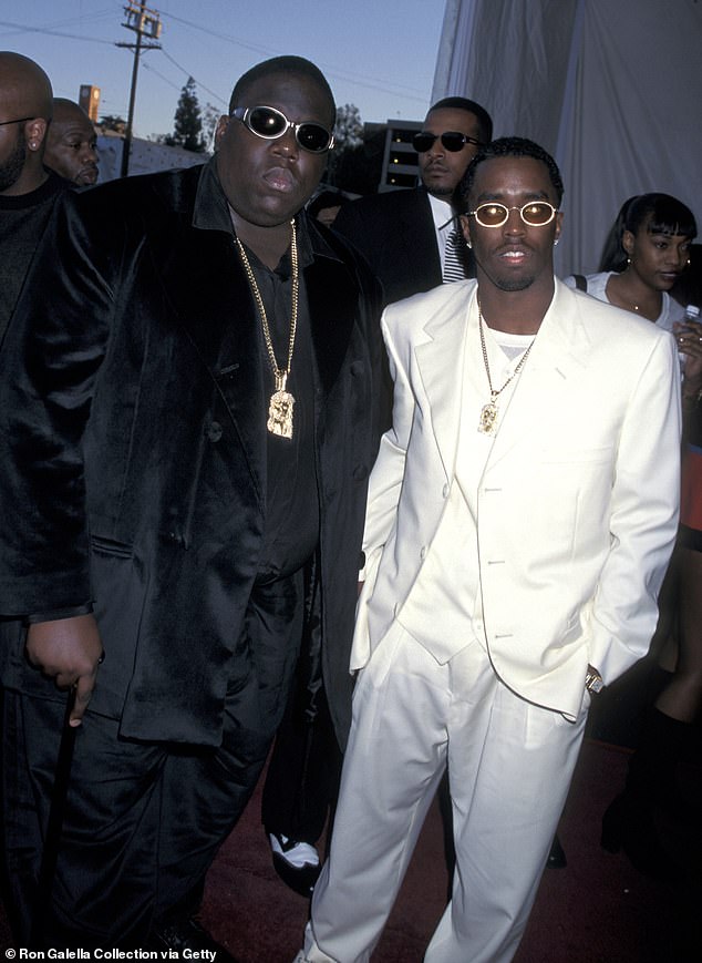 Diddy, pictured with Notorious BIG in California in the 1990s, has long been accused of orchestrating the 1996 murder of rap rival Tupac Shakur