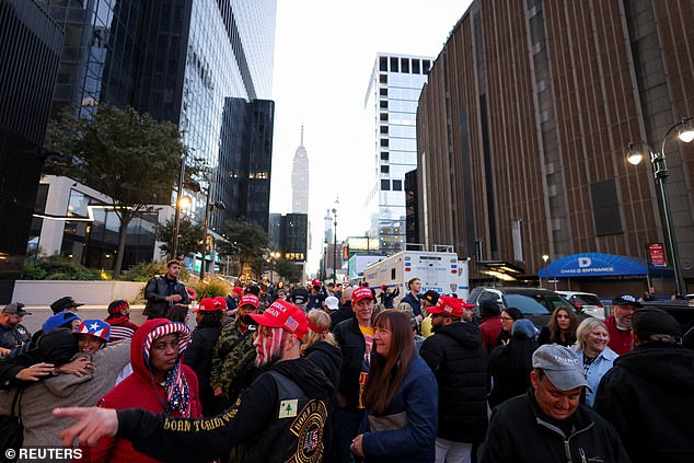 Dozens of Trump supporters lined the streets of Midtown Manhattan ahead of Trump's rally