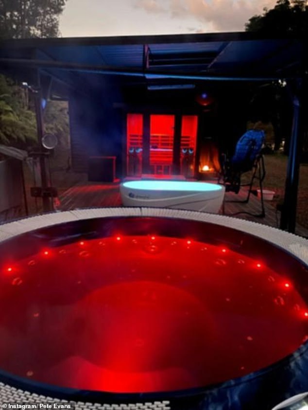 The getaway, which has received five-star reviews from vacationers, includes luxurious amenities including an infrared spa (pictured), a magnesium pool, an ice bath and a hot tub