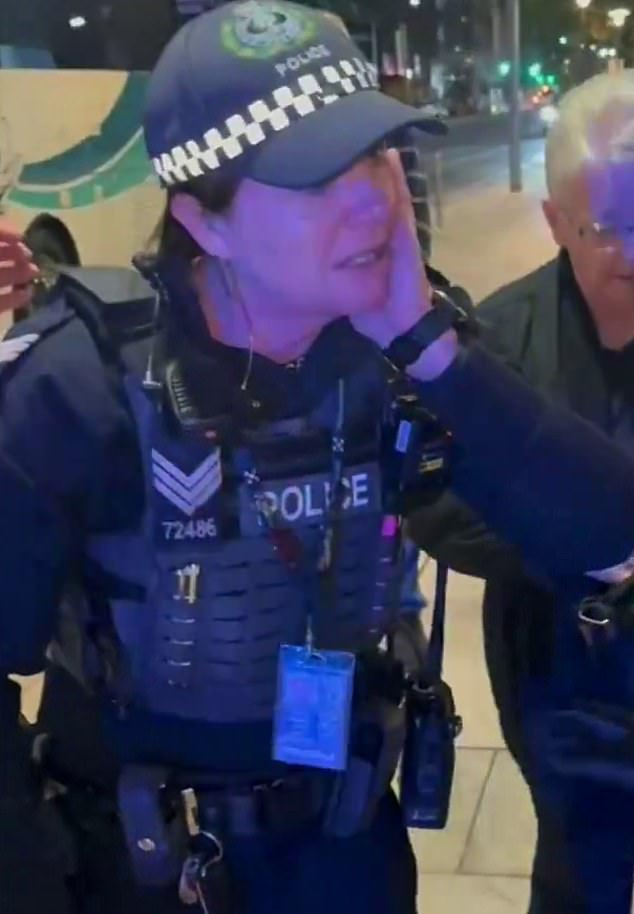 A female police officer was left in tears after she was allegedly punched in the face by an allegedly naked man who tried to hijack a bus full of passengers in Adelaide's CBD