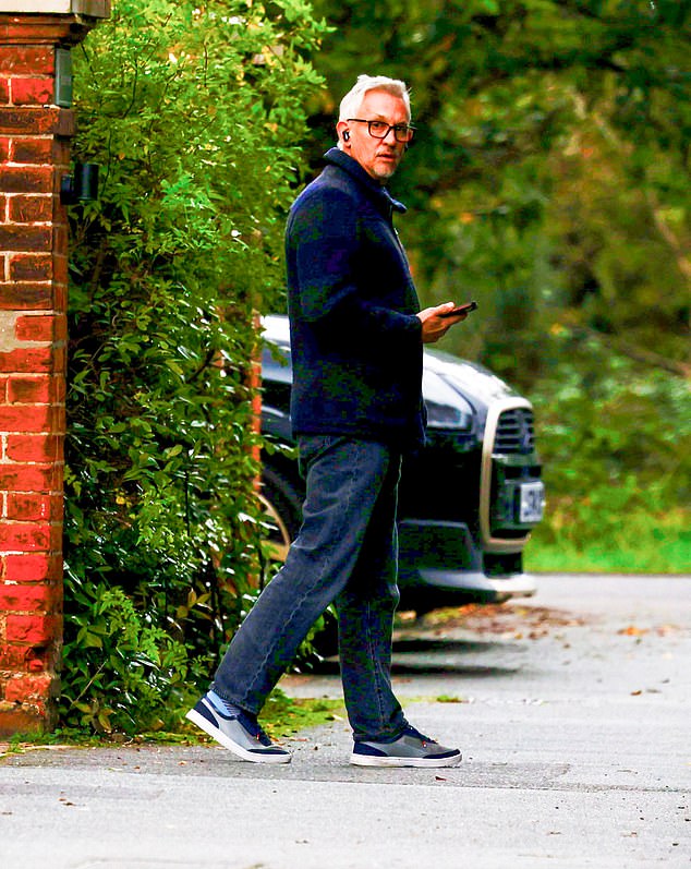 Gary Lineker seen outside his home in South West London today