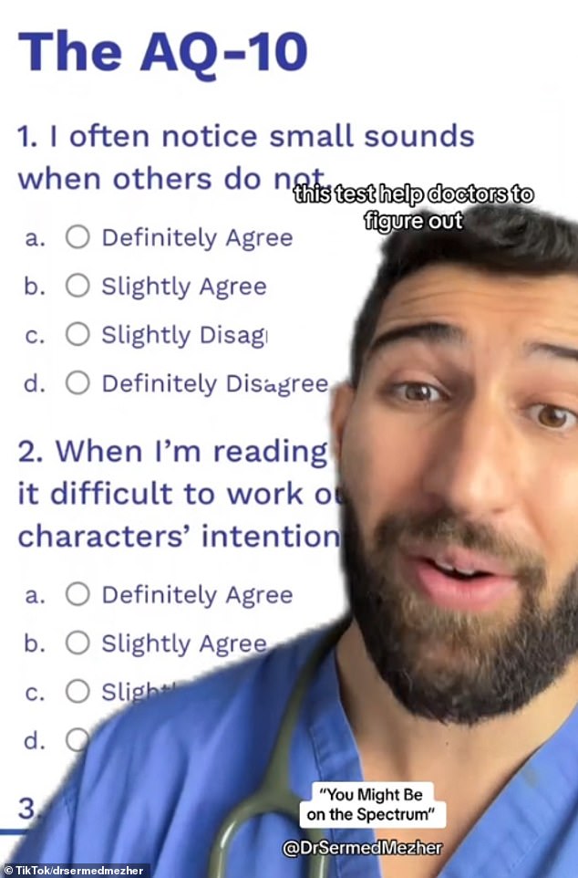 London-based doctor Sermed Mezher, who has 281,000 followers on TikTok, shared a screening tool designed to identify signs that someone might have autism