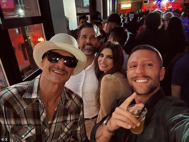 Don Jr. and his fiancée Kimberly Guilfoyle (center) were partying at Kid Rock club in Nashville on Sunday night