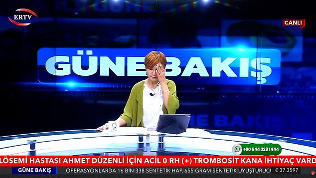 A Turkish TV presenter struggled to remain calm during a live broadcast as a magnitude 6.1 earthquake shook eastern Turkey and Syria