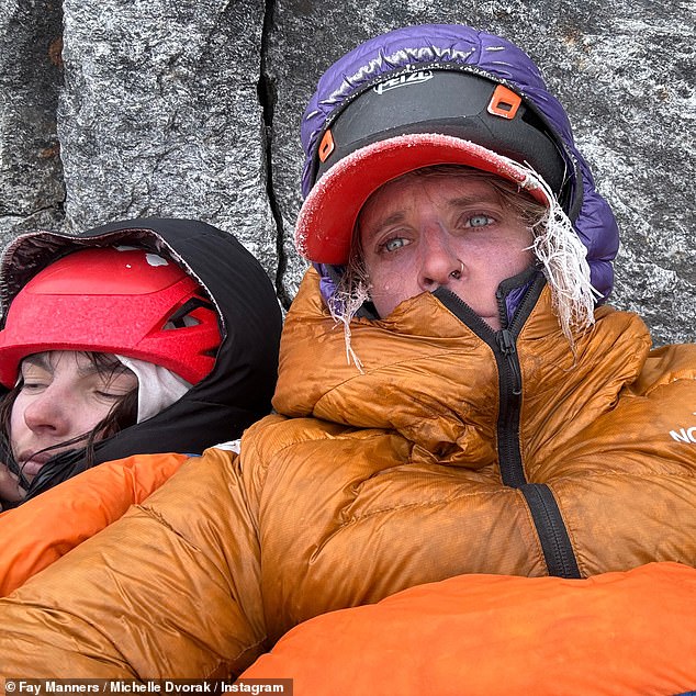 American mountaineer Michelle Dvorak, 31, left, and her British companion Fay Manners, 37, say they didn't think they would ever get off the edge.